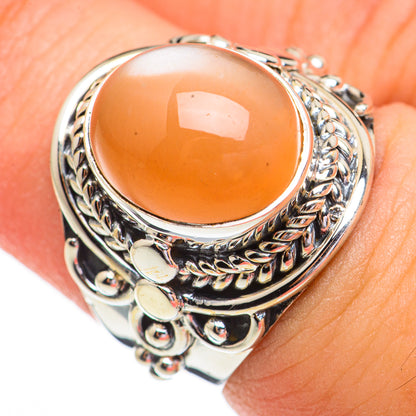 Peach Moonstone Rings handcrafted by Ana Silver Co - RING70283