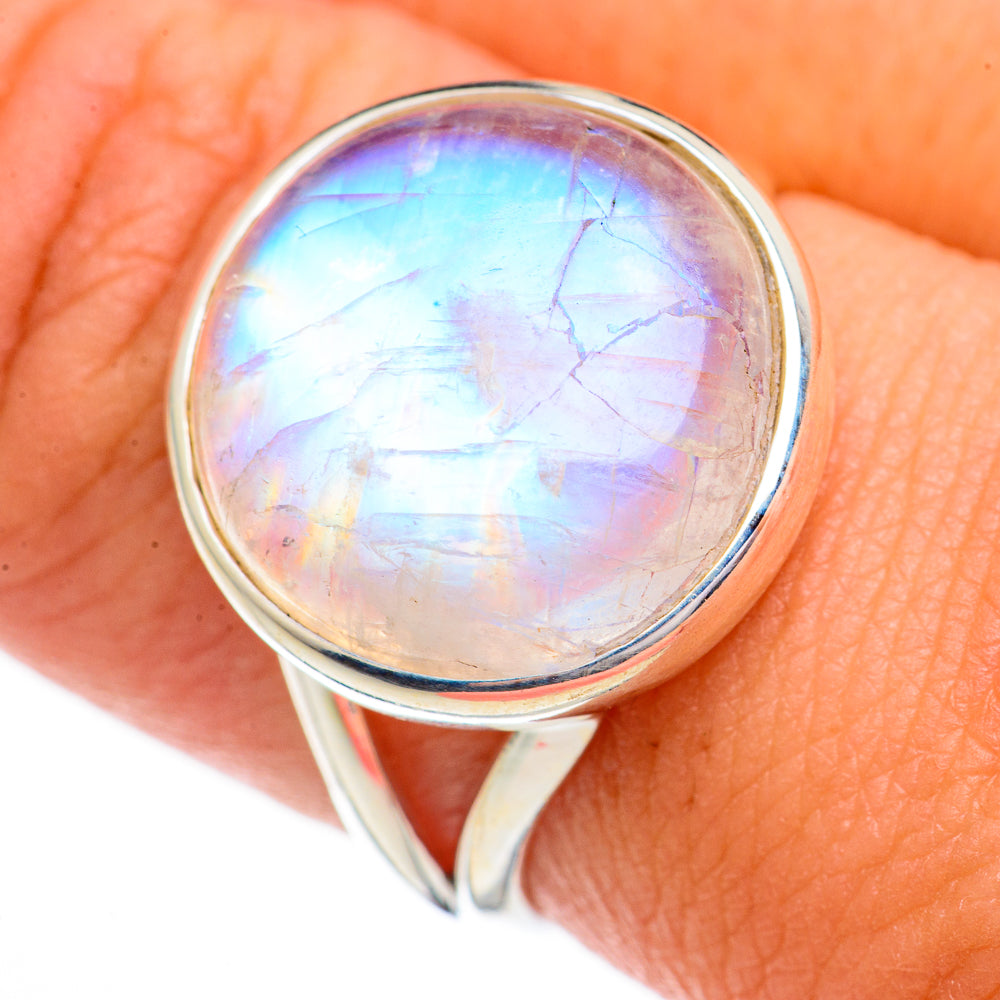 Rainbow Moonstone Rings handcrafted by Ana Silver Co - RING70297