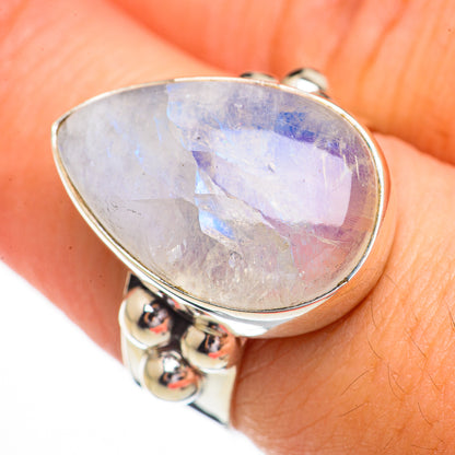 Rainbow Moonstone Rings handcrafted by Ana Silver Co - RING70298
