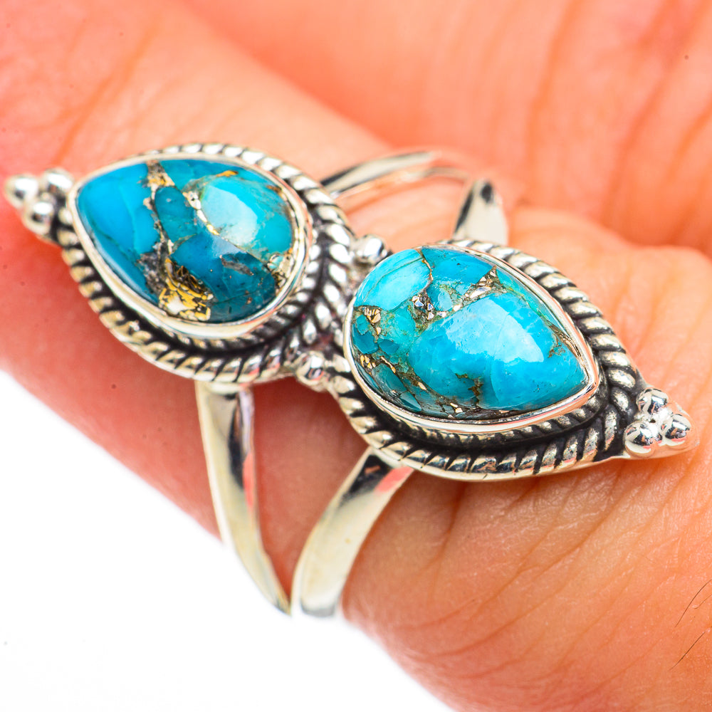 Blue Copper Composite Turquoise Rings handcrafted by Ana Silver Co - RING70310