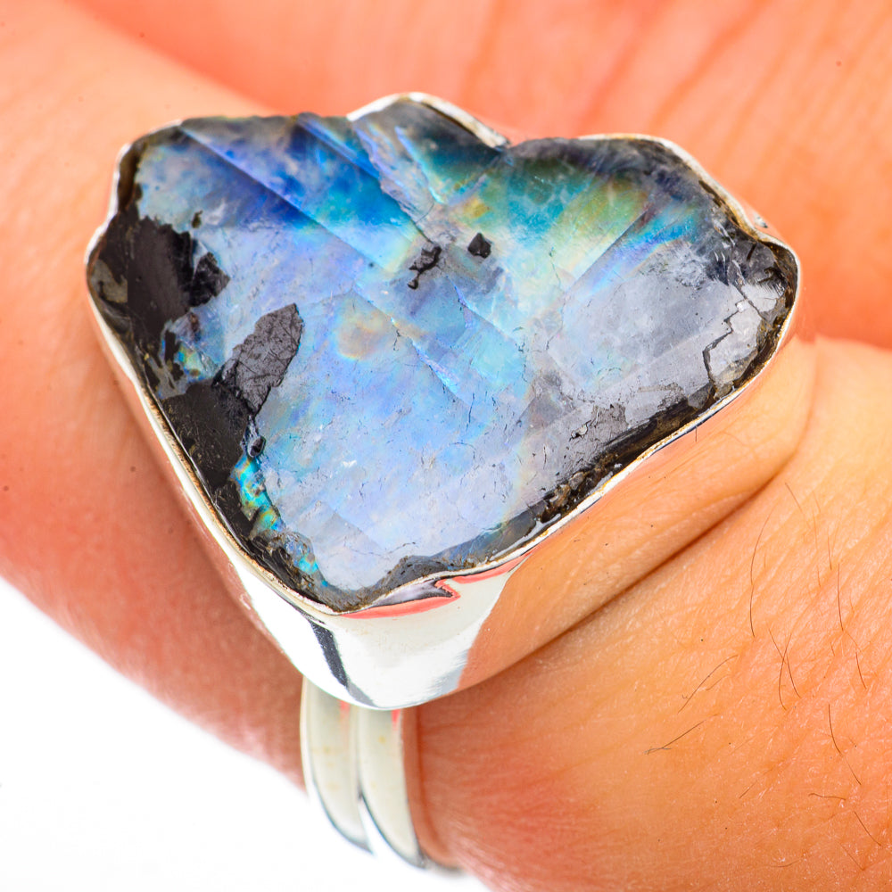 Rainbow Moonstone Rings handcrafted by Ana Silver Co - RING70338