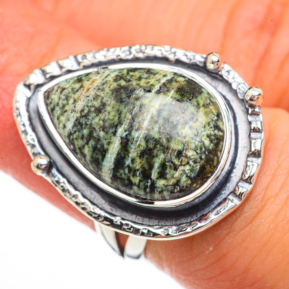 Green Vein Jasper Rings handcrafted by Ana Silver Co - RING70354