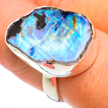 Rainbow Moonstone Rings handcrafted by Ana Silver Co - RING70377