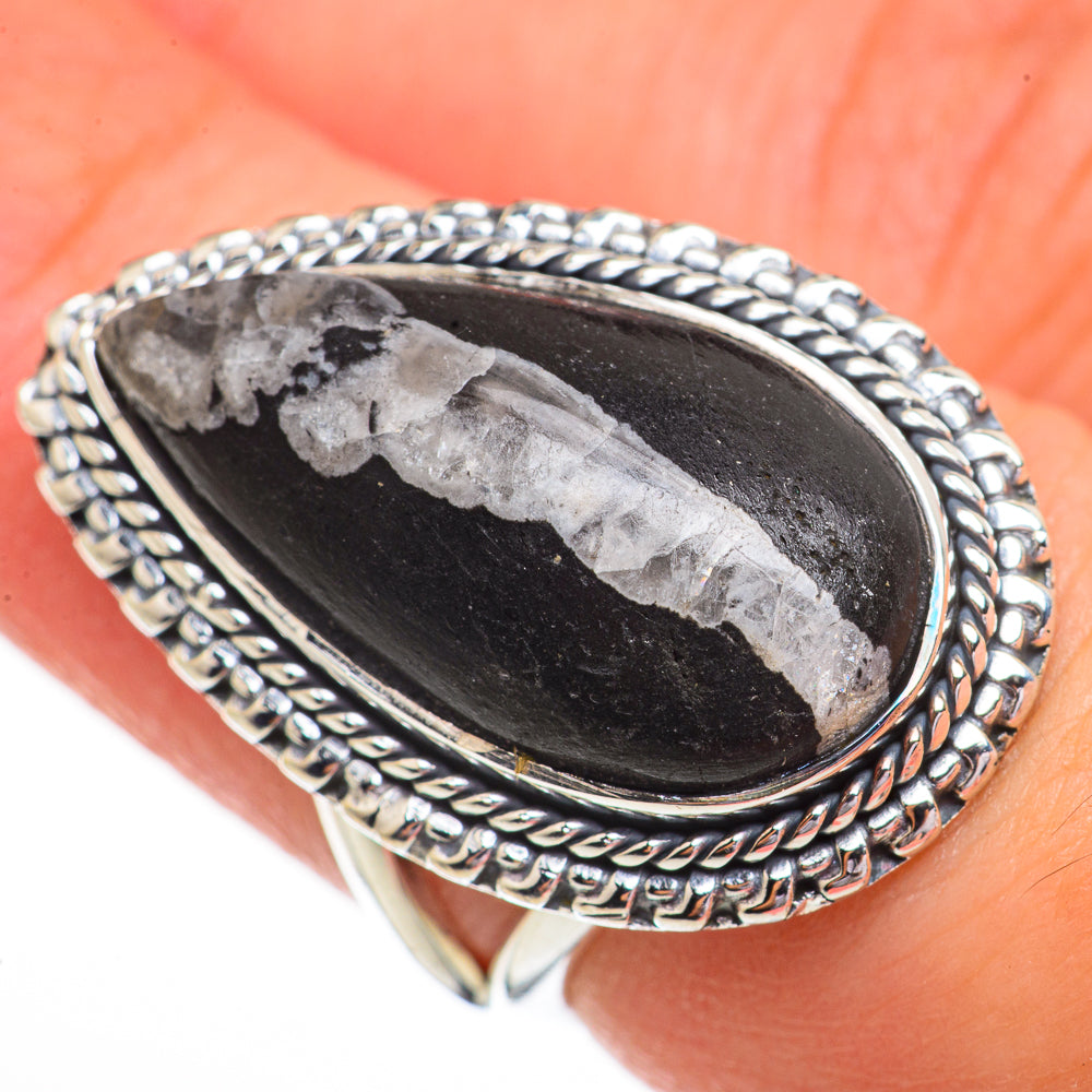 Orthoceras Fossil Rings handcrafted by Ana Silver Co - RING70439