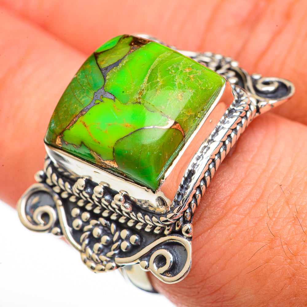 Green Copper Composite Turquoise Rings handcrafted by Ana Silver Co - RING70453