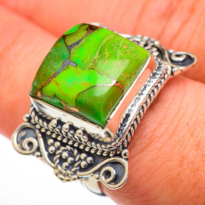 Green Copper Composite Turquoise Rings handcrafted by Ana Silver Co - RING70453