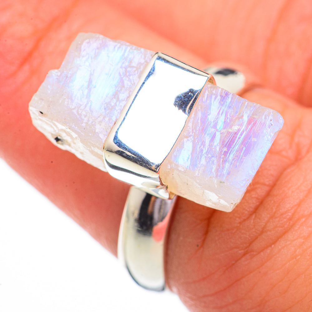 Rainbow Moonstone Rings handcrafted by Ana Silver Co - RING70475