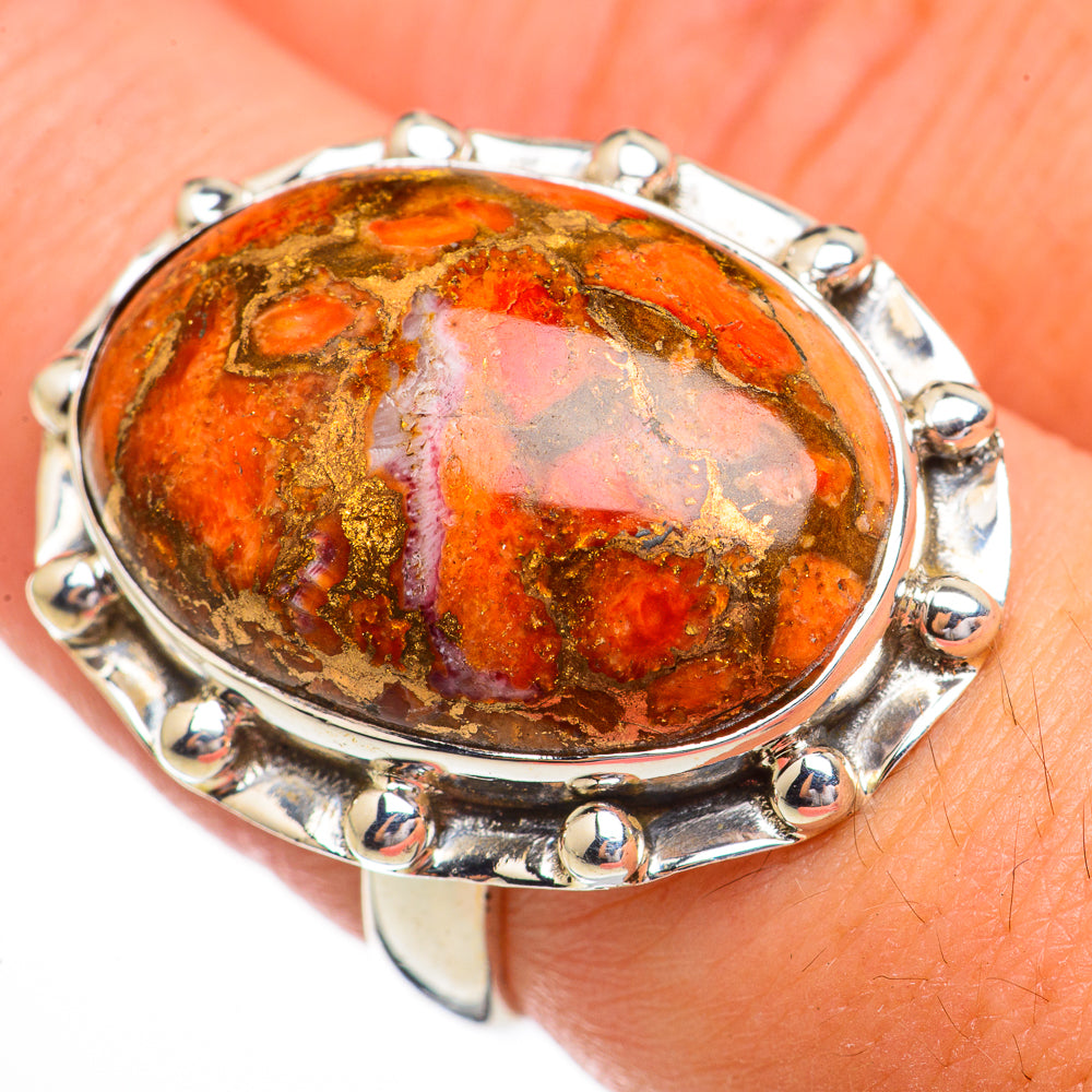 Orange Copper Composite Turquoise Rings handcrafted by Ana Silver Co - RING70497
