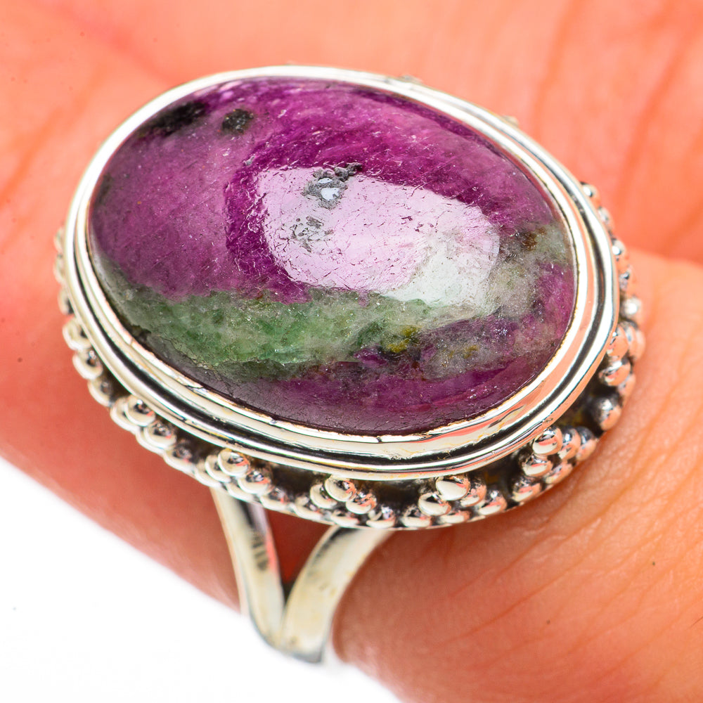 Ruby Zoisite Rings handcrafted by Ana Silver Co - RING70513