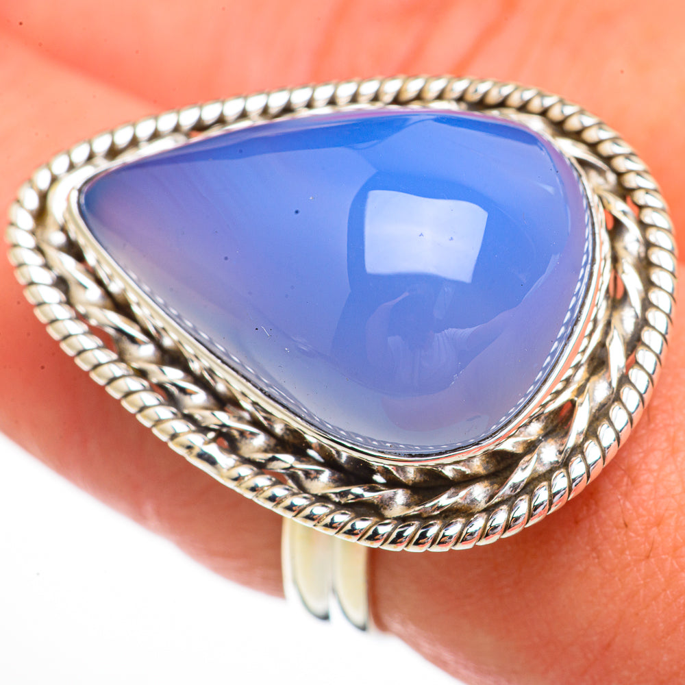 Aqua Chalcedony Rings handcrafted by Ana Silver Co - RING70515