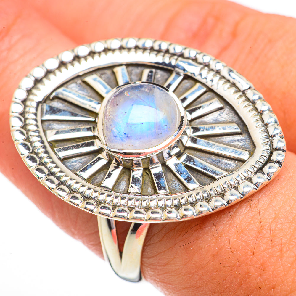 Rainbow Moonstone Rings handcrafted by Ana Silver Co - RING70549