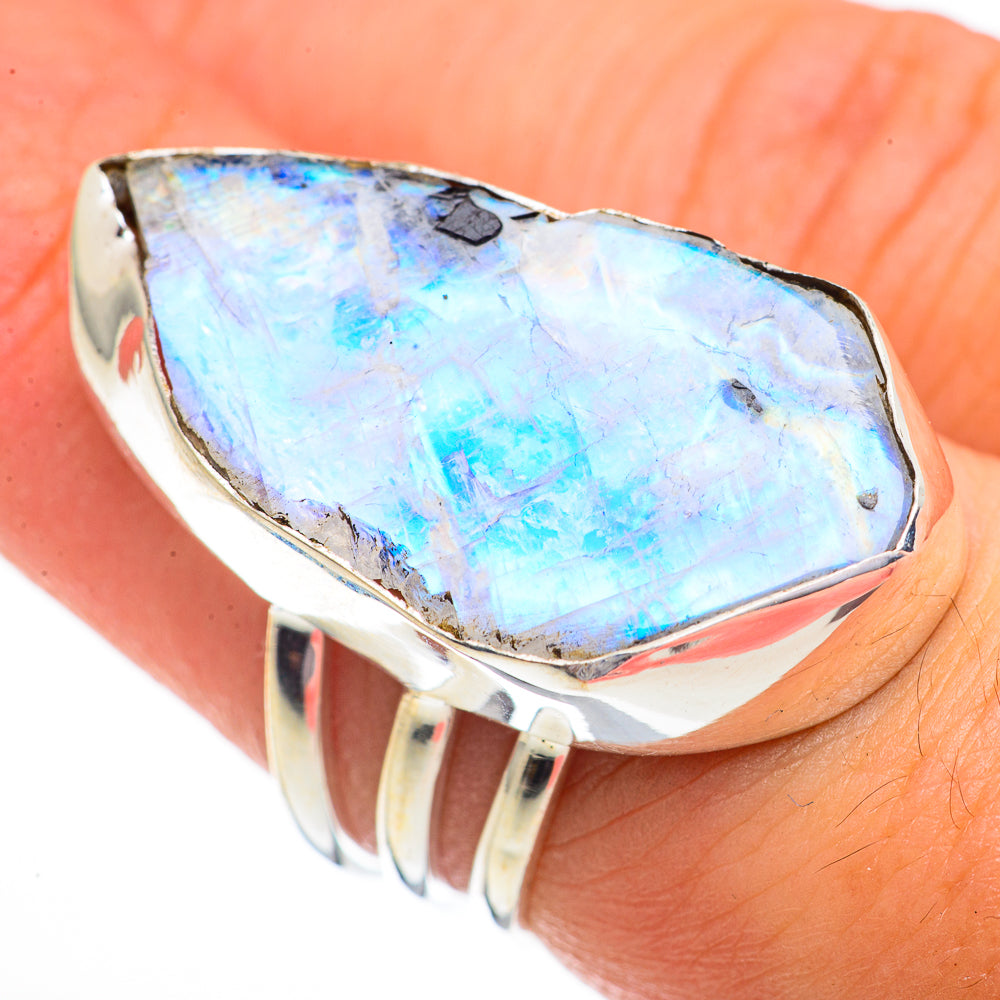 Rainbow Moonstone Rings handcrafted by Ana Silver Co - RING70550