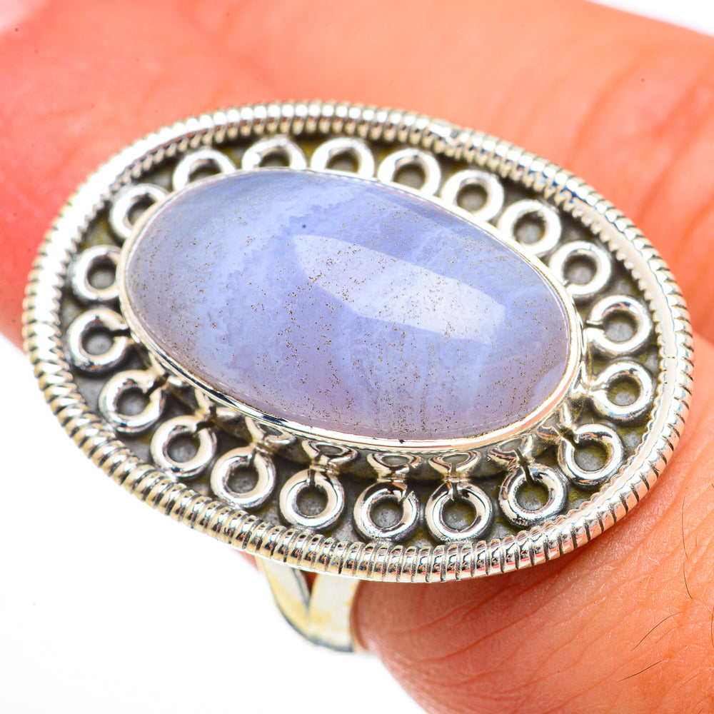 Blue Lace Agate Rings handcrafted by Ana Silver Co - RING70563
