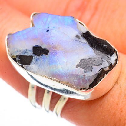 Rainbow Moonstone Rings handcrafted by Ana Silver Co - RING70564