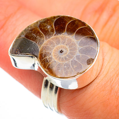 Ammonite Fossil Rings handcrafted by Ana Silver Co - RING70581