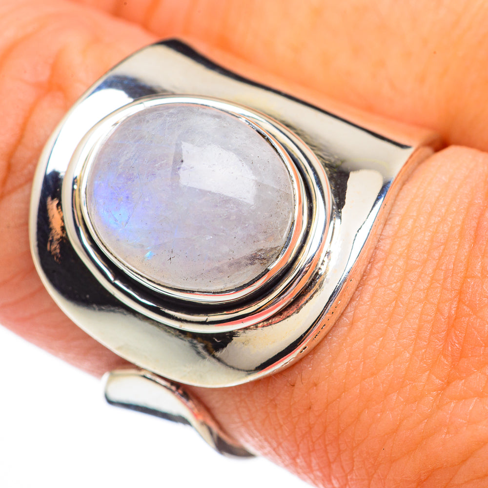 Rainbow Moonstone Rings handcrafted by Ana Silver Co - RING70599
