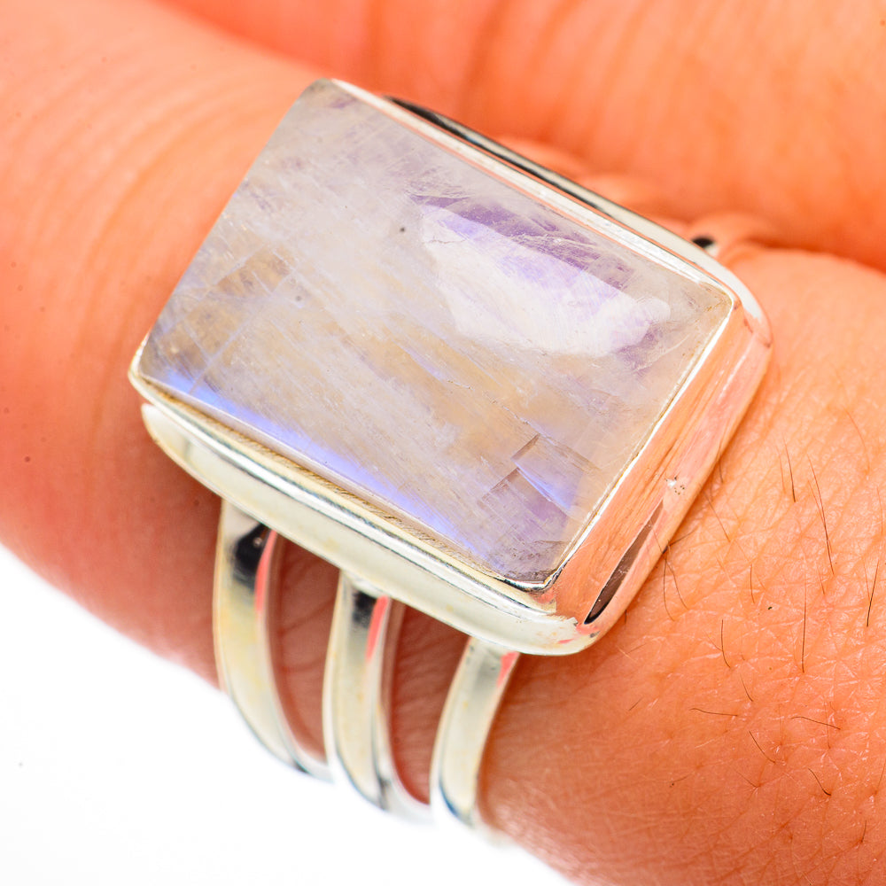 Rainbow Moonstone Rings handcrafted by Ana Silver Co - RING70600