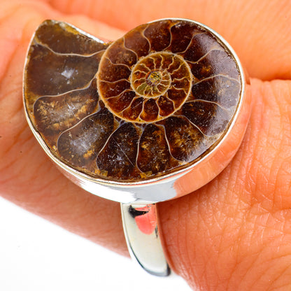 Ammonite Fossil Rings handcrafted by Ana Silver Co - RING70617