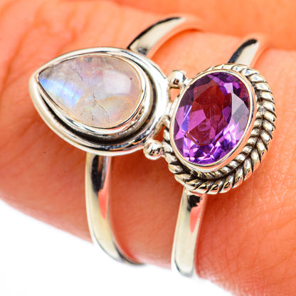 Rainbow Moonstone Rings handcrafted by Ana Silver Co - RING70673