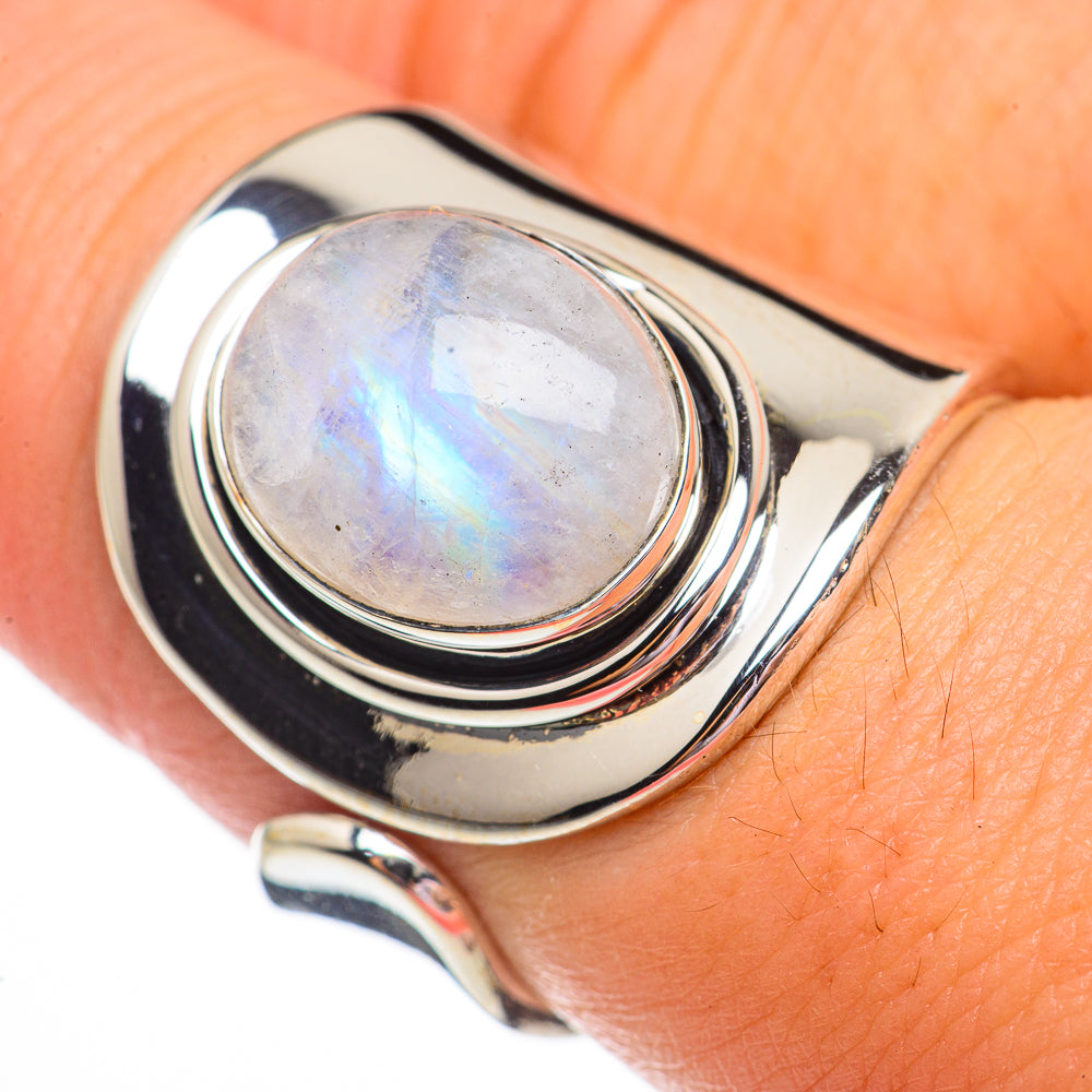 Rainbow Moonstone Rings handcrafted by Ana Silver Co - RING70677