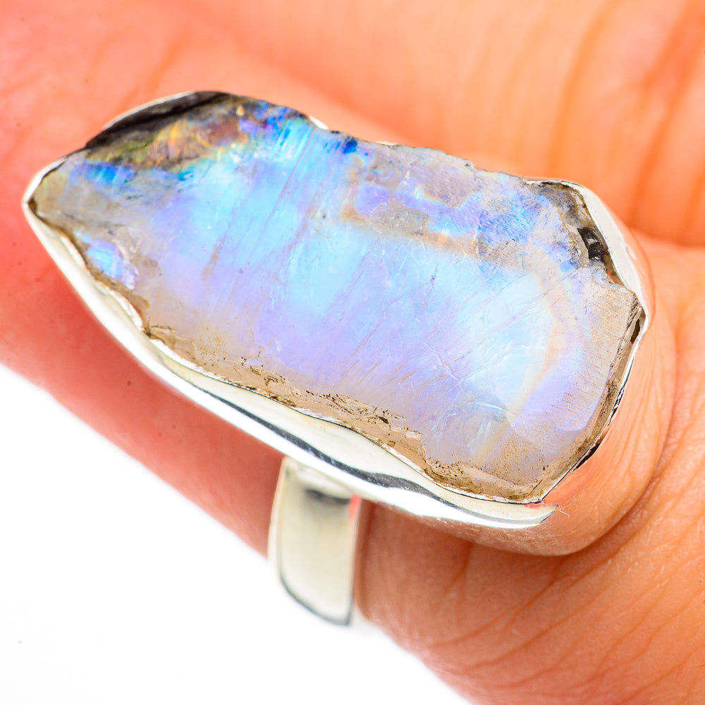Rainbow Moonstone Rings handcrafted by Ana Silver Co - RING70681