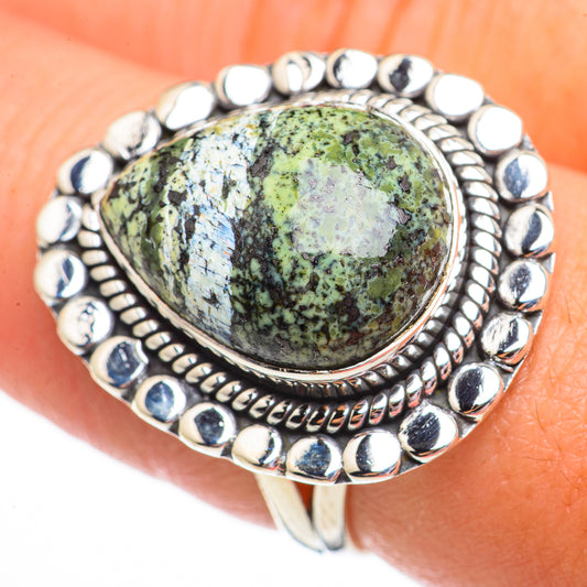 Green Vein Jasper Rings handcrafted by Ana Silver Co - RING70696