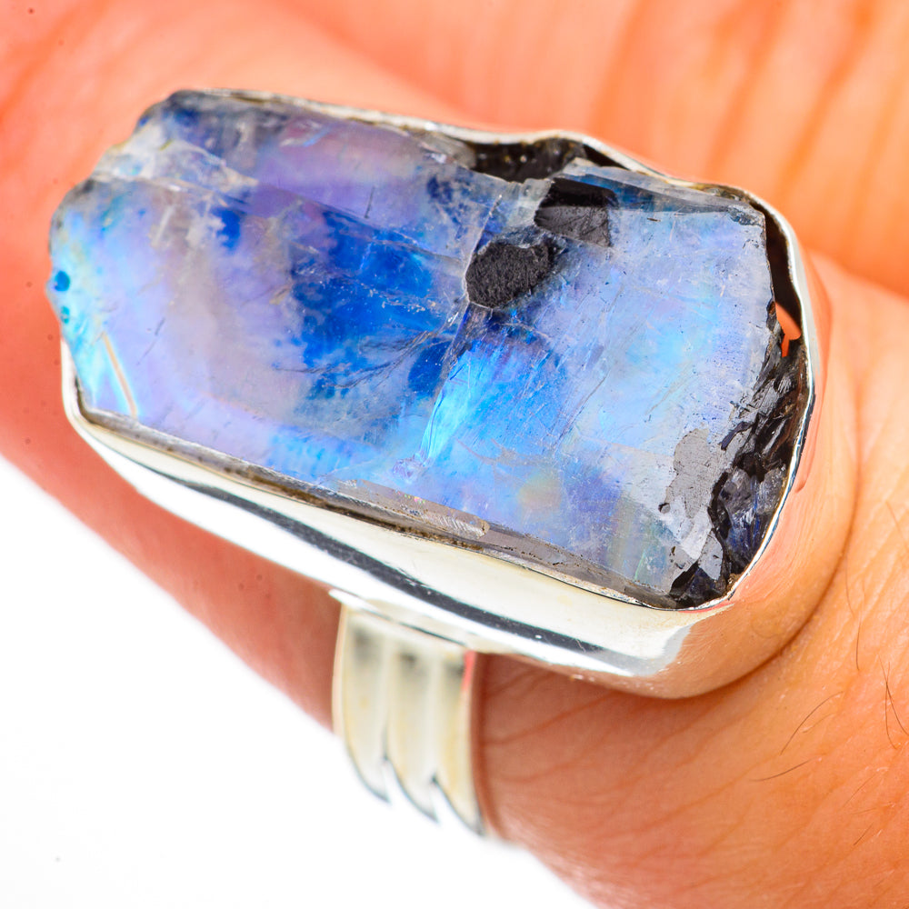 Rainbow Moonstone Rings handcrafted by Ana Silver Co - RING70718