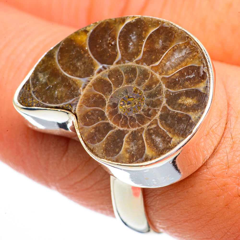 Ammonite Fossil Rings handcrafted by Ana Silver Co - RING70734
