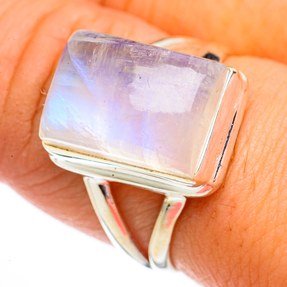 Rainbow Moonstone Rings handcrafted by Ana Silver Co - RING70750