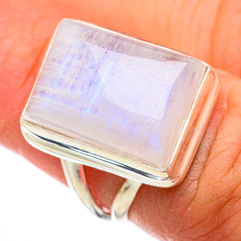 Rainbow Moonstone Rings handcrafted by Ana Silver Co - RING70786
