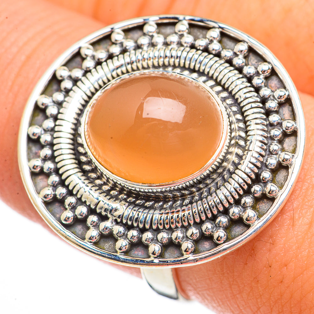 Peach Moonstone Rings handcrafted by Ana Silver Co - RING70813