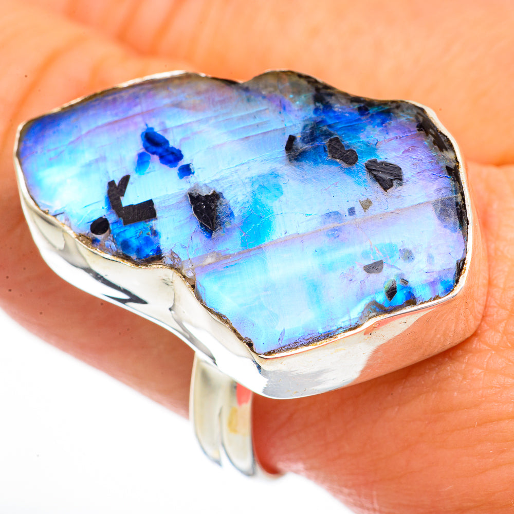 Rainbow Moonstone Rings handcrafted by Ana Silver Co - RING70839