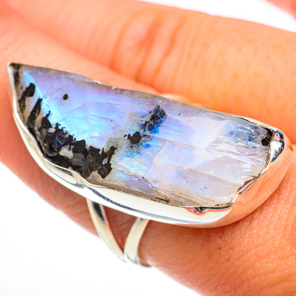 Rainbow Moonstone Rings handcrafted by Ana Silver Co - RING70841