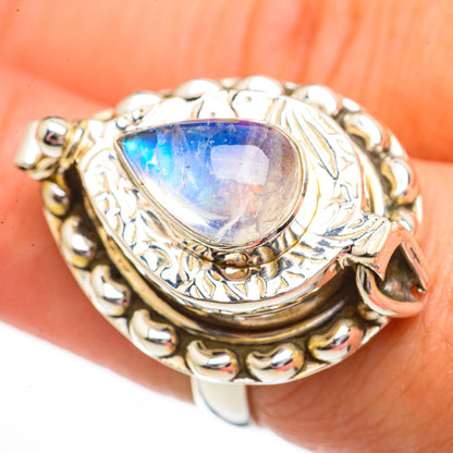 Rainbow Moonstone Rings handcrafted by Ana Silver Co - RING70842