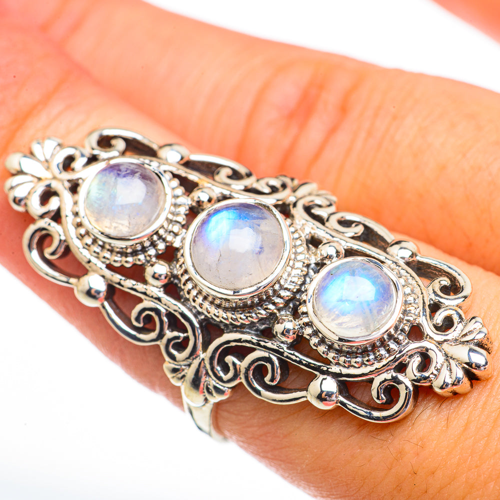 Rainbow Moonstone Rings handcrafted by Ana Silver Co - RING70843