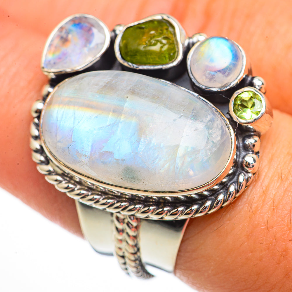 Rainbow Moonstone Rings handcrafted by Ana Silver Co - RING70844