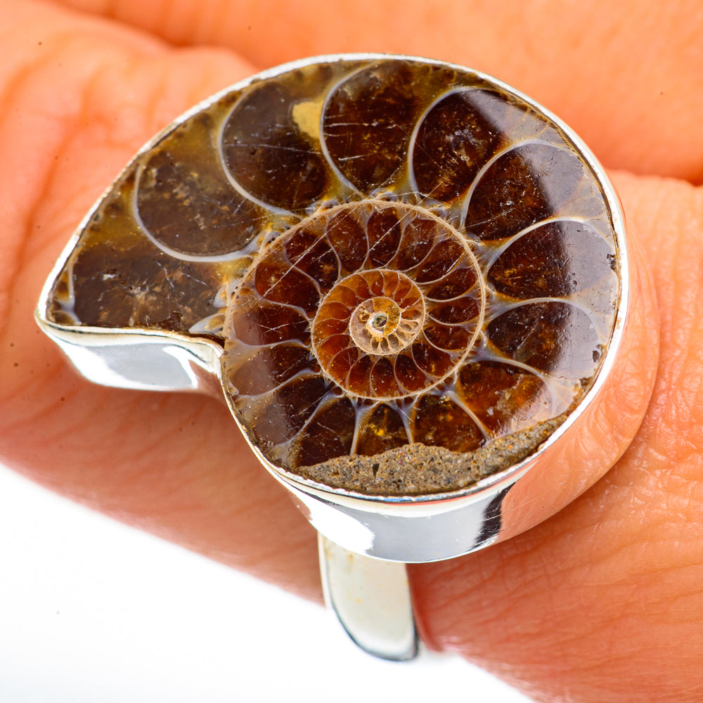 Ammonite Fossil Rings handcrafted by Ana Silver Co - RING70869