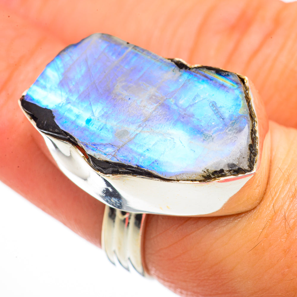 Rainbow Moonstone Rings handcrafted by Ana Silver Co - RING70878