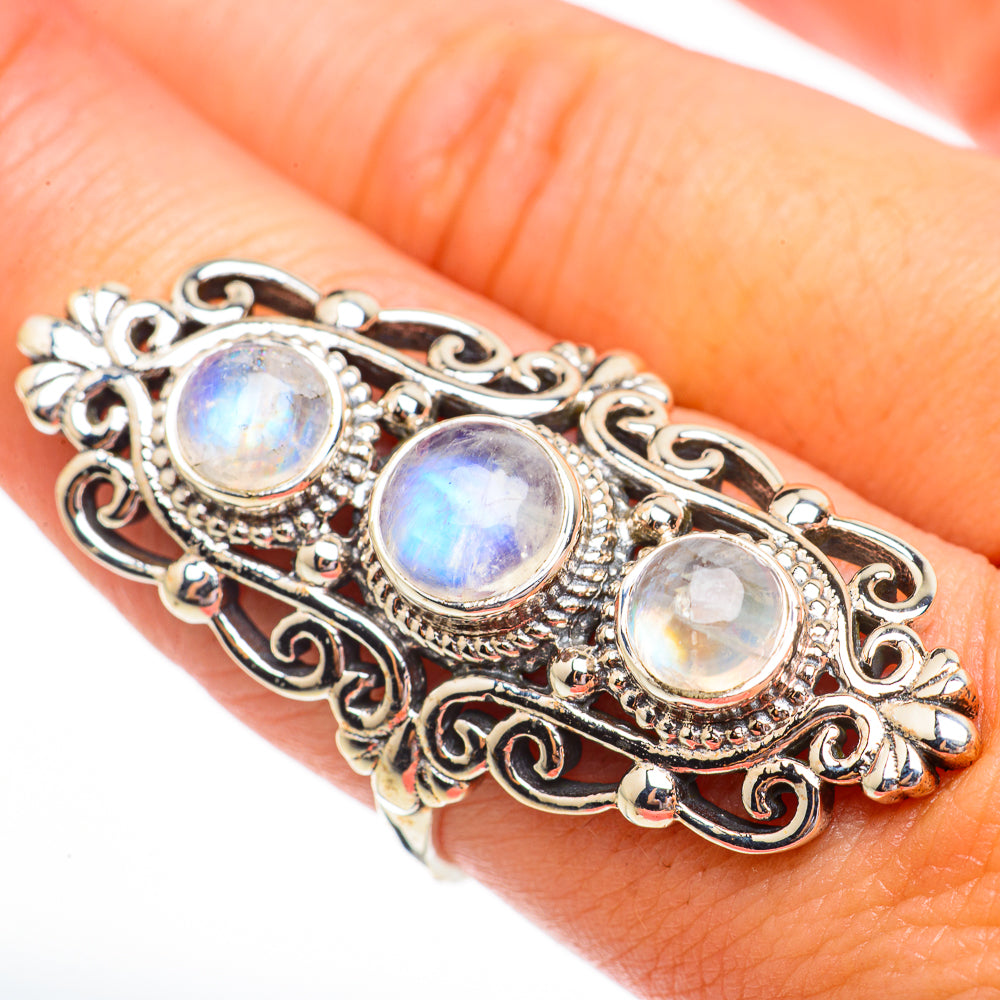 Rainbow Moonstone Rings handcrafted by Ana Silver Co - RING70880