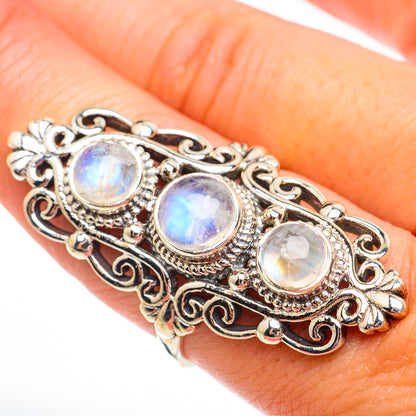Rainbow Moonstone Rings handcrafted by Ana Silver Co - RING70880