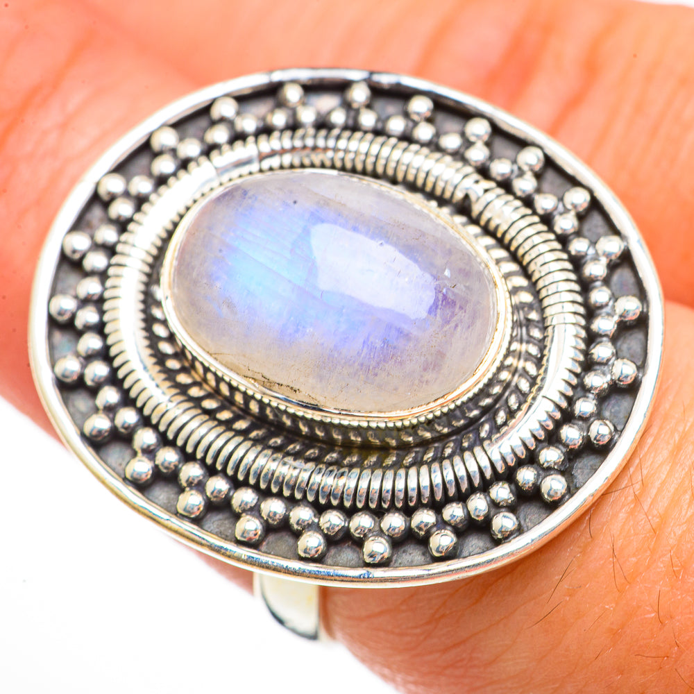 Rainbow Moonstone Rings handcrafted by Ana Silver Co - RING70881