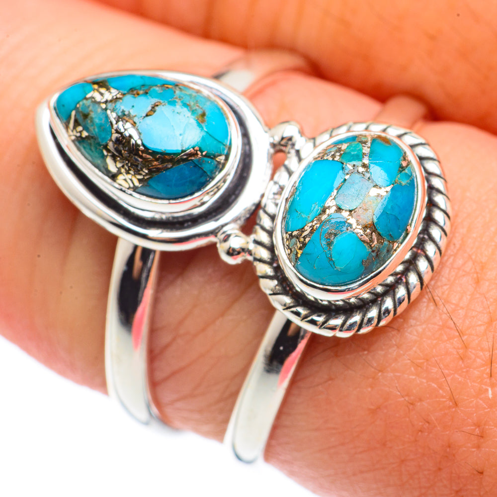Blue Copper Composite Turquoise Rings handcrafted by Ana Silver Co - RING70885