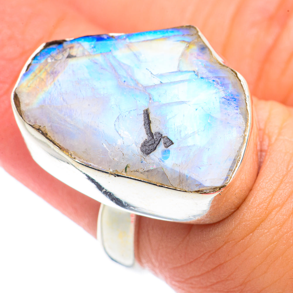 Rainbow Moonstone Rings handcrafted by Ana Silver Co - RING70917