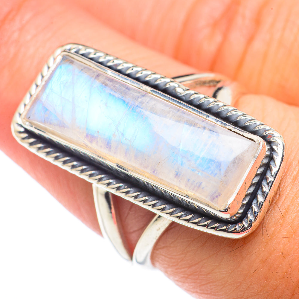 Rainbow Moonstone Rings handcrafted by Ana Silver Co - RING70958