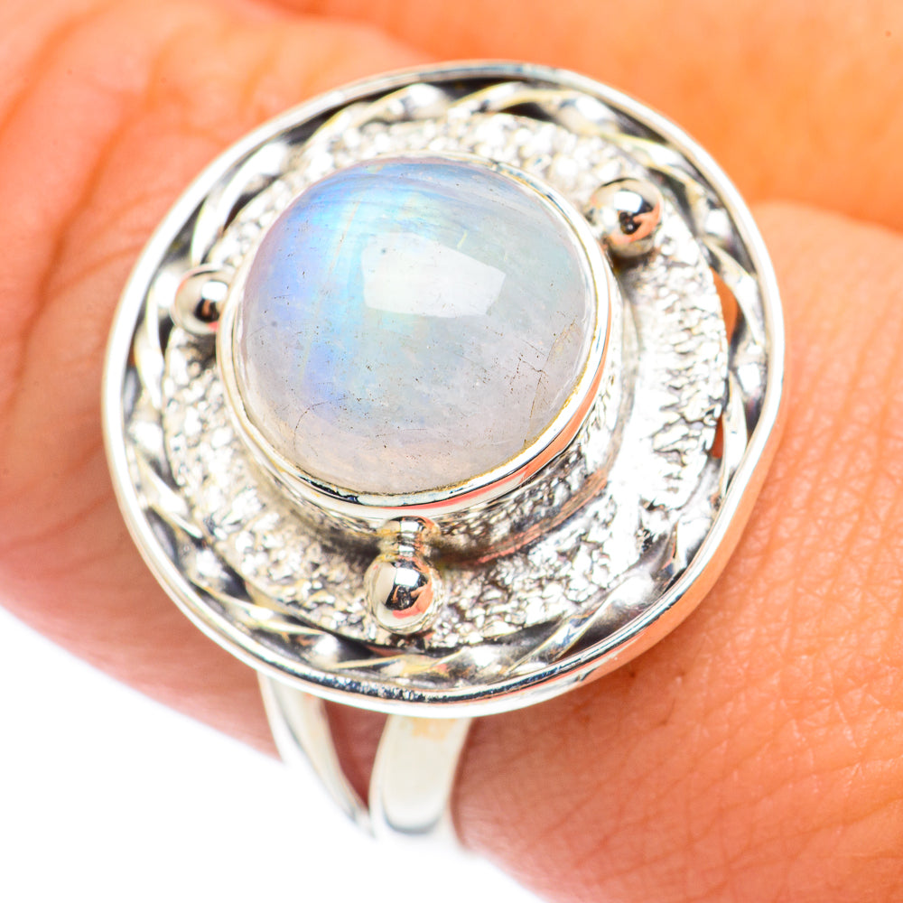 Rainbow Moonstone Rings handcrafted by Ana Silver Co - RING70959