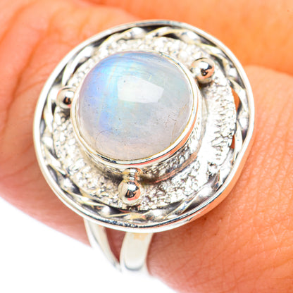 Rainbow Moonstone Rings handcrafted by Ana Silver Co - RING70959