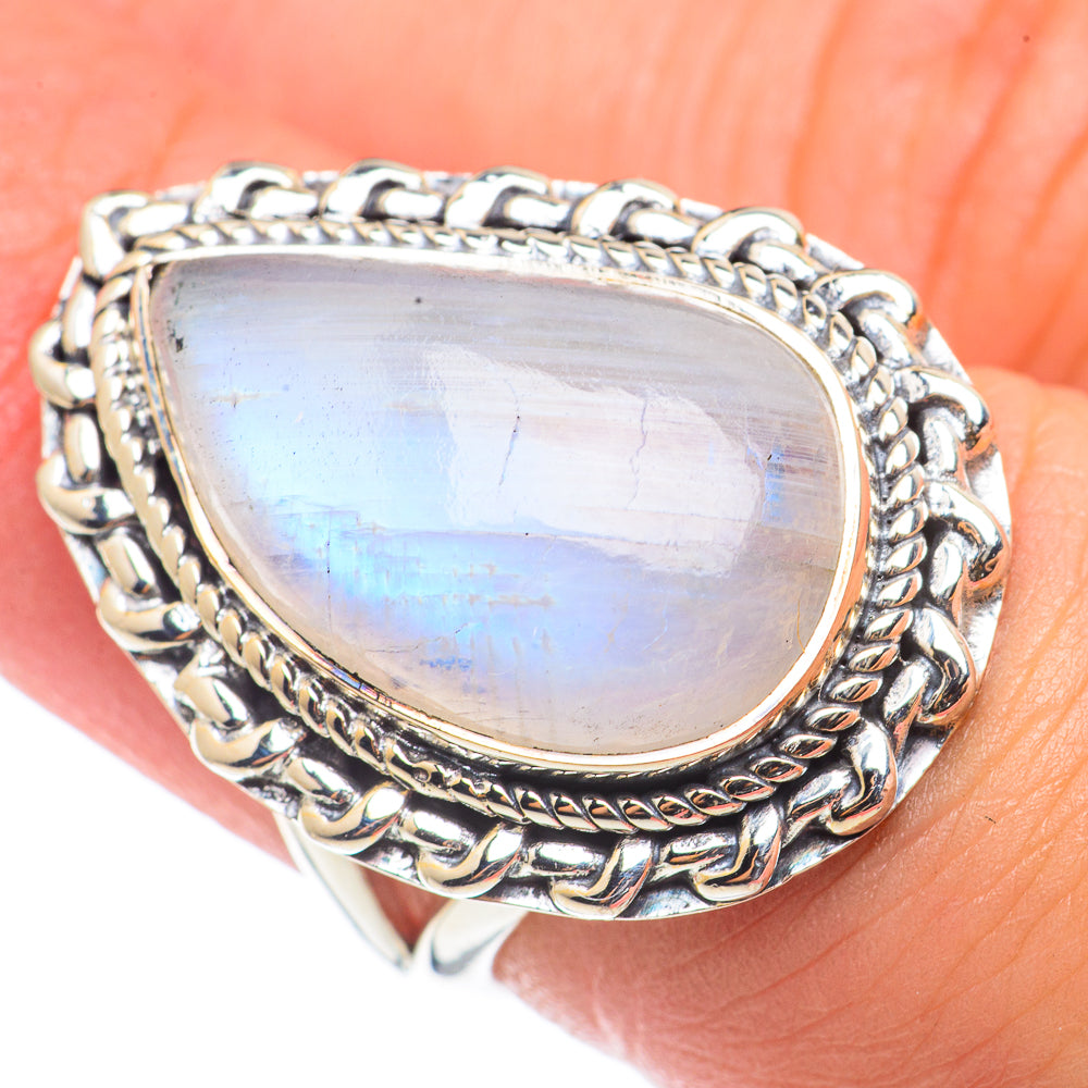 Rainbow Moonstone Rings handcrafted by Ana Silver Co - RING70960