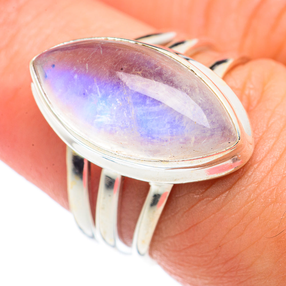 Rainbow Moonstone Rings handcrafted by Ana Silver Co - RING70997