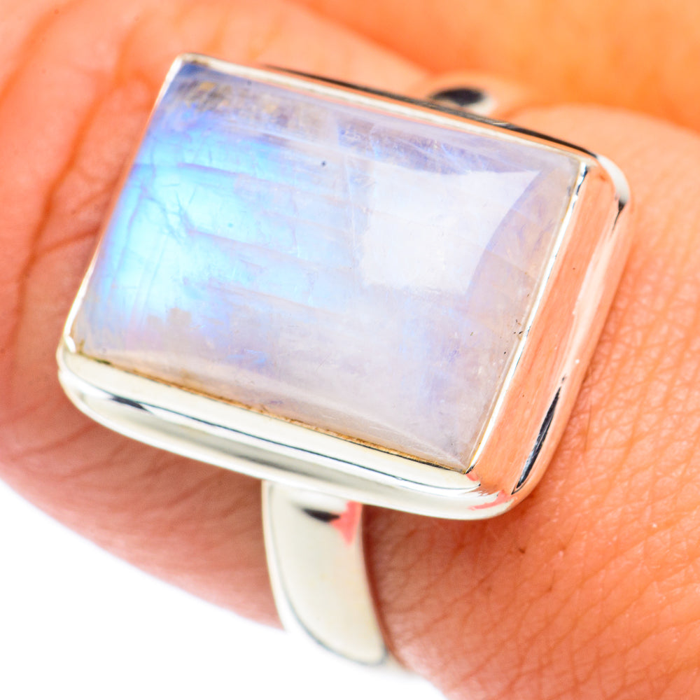 Rainbow Moonstone Rings handcrafted by Ana Silver Co - RING70998