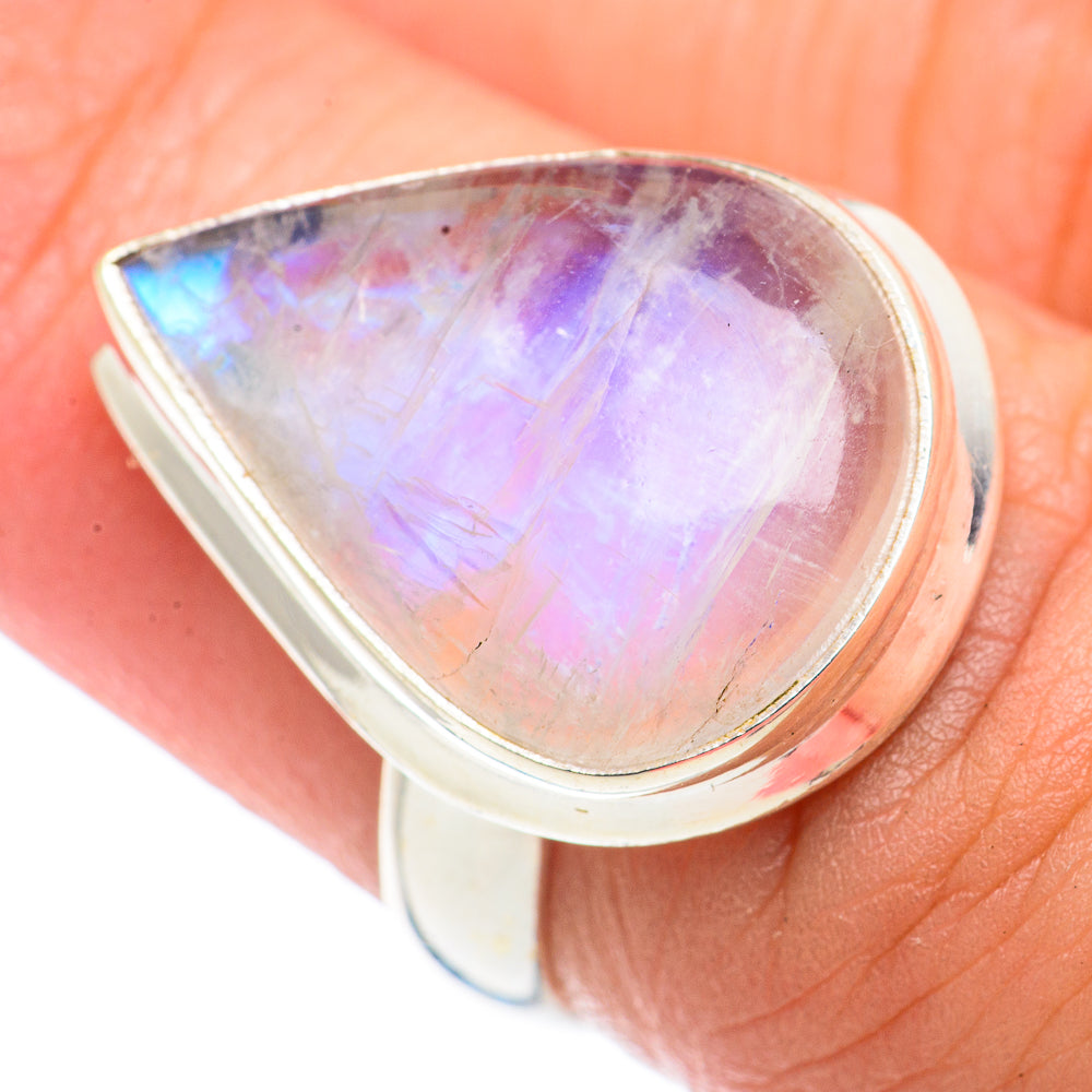 Rainbow Moonstone Rings handcrafted by Ana Silver Co - RING70999